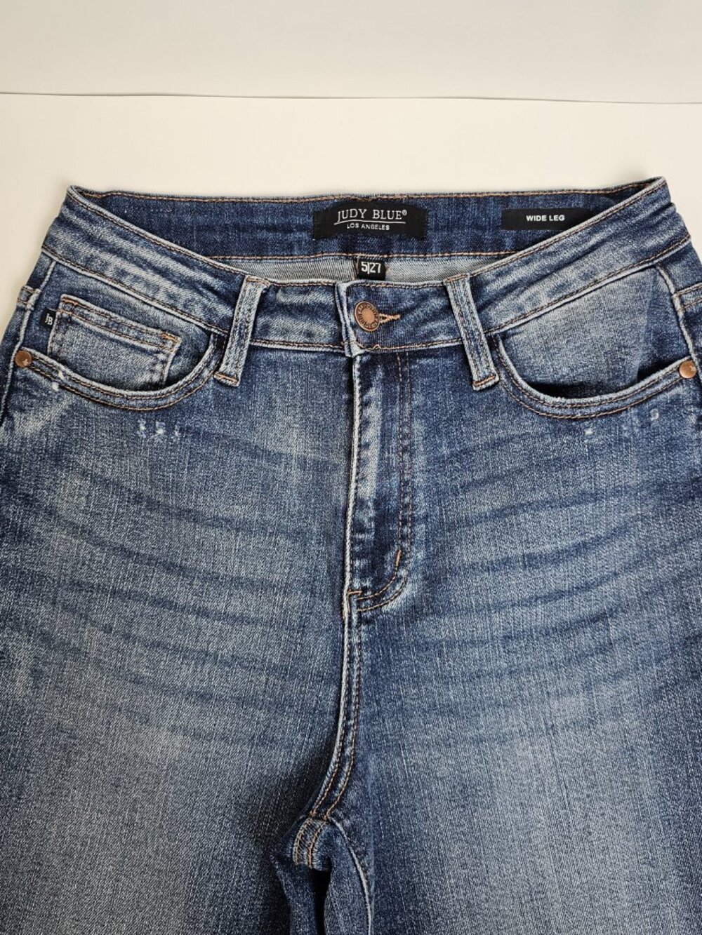 Judy Blue Wide Leg Crop Jeans JB88592 Size 5/27 High Rise Stretch Denim Raw Hem - Picture 3 of 13